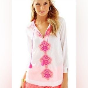 Lilly Pulitzer's Amelia Island Tassel Tunic Top size large